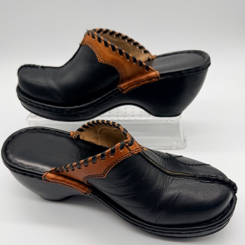 Pikolinos Leather Clogs Womens EU 37 US 6.5 Black Brown Comfort Shoe